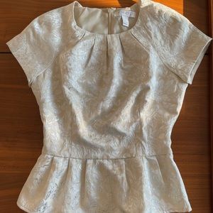 Forever 21 Cream White Peplum, Short Sleeve Top